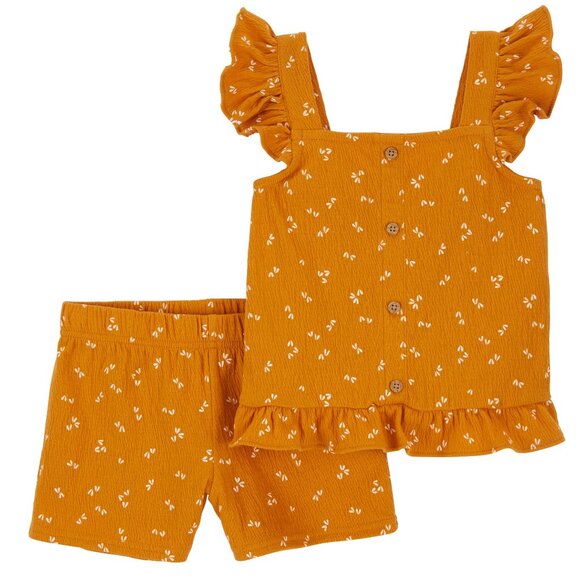 Baby Toddler Girls Carter's  2 pc Crinkle Tank & Shorts Set Size 12 18 mo 5T NWT - Picture 1 of 6